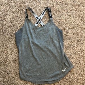 gray nike “just do it” tank top